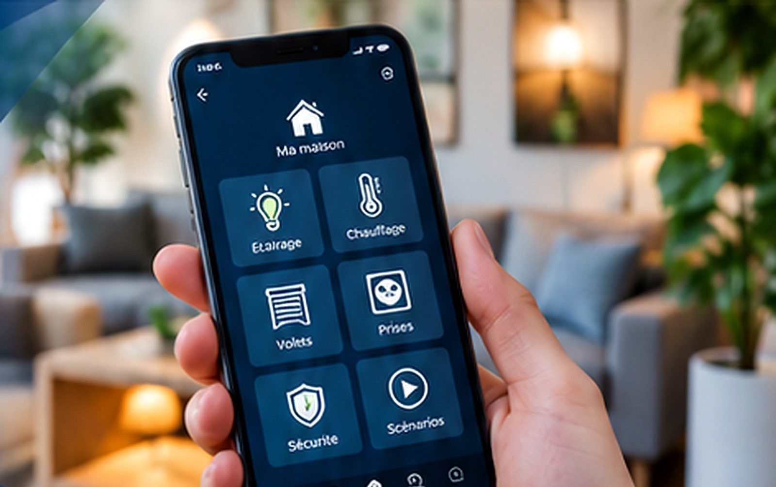 bandeau : smartphone pilotant la maison